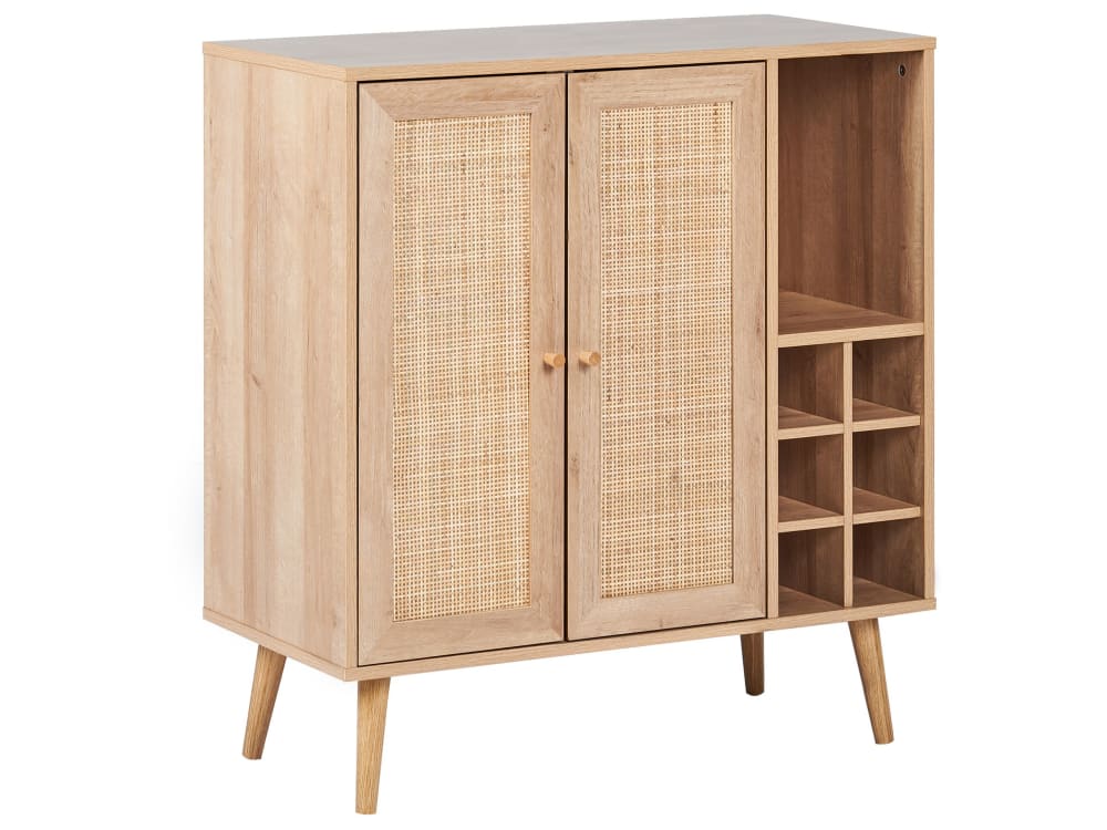 Beliani Weinregal aus Holzwerkstoff 89cm, braun style landhaus - Spanplatte