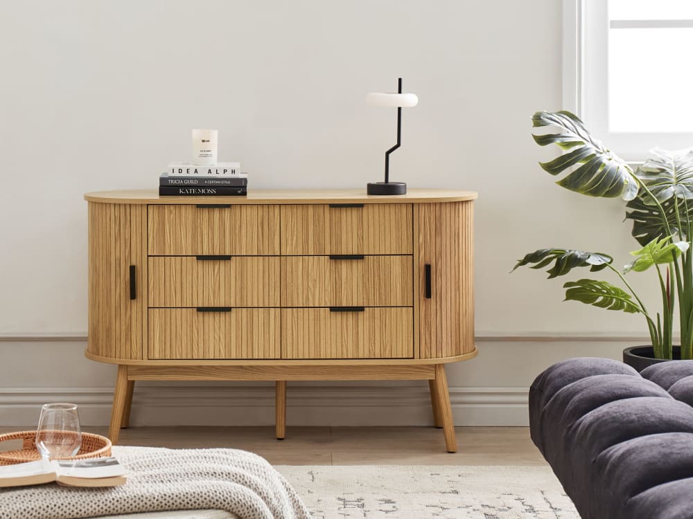 Kommode mit 6 Schubladen aus Holzwerkstoff 75cm, braun - Maisons