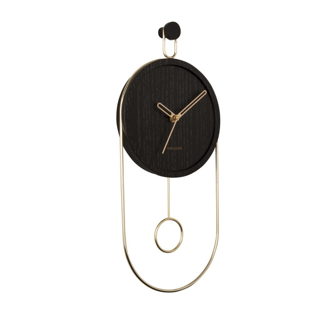 Wanduhr aus Holzfurnier, schwarz, 20x4x46cm - Maisons Du Monde