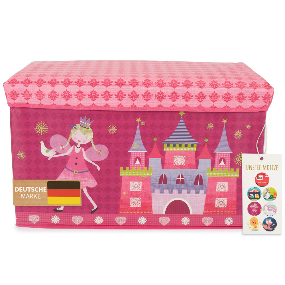 Coffre à jouets rembourré avec couvercle, rose Coffre à jouets rembourré avec couvercle, rose