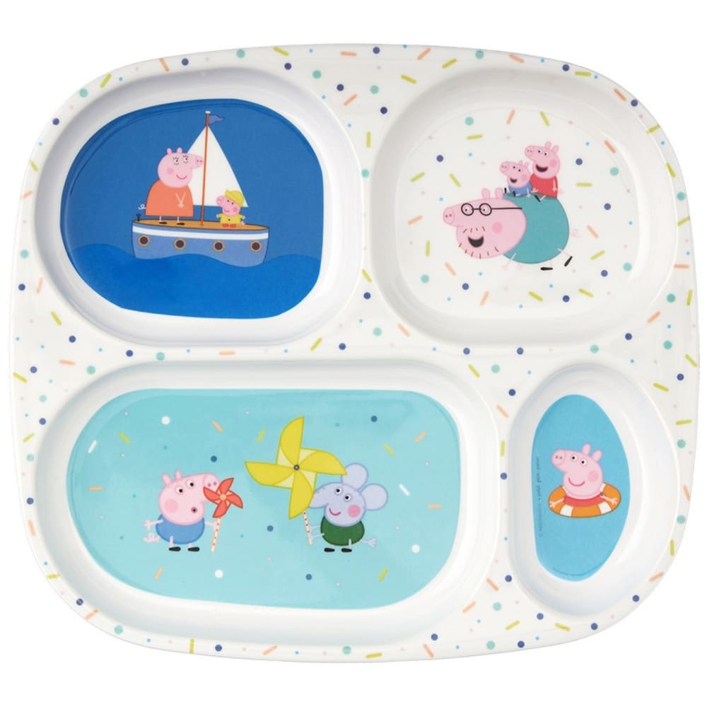 Petit Jour Paris Tellertablett mit 4 Fächern Peppa Pig WEISS HOLZ Kinder