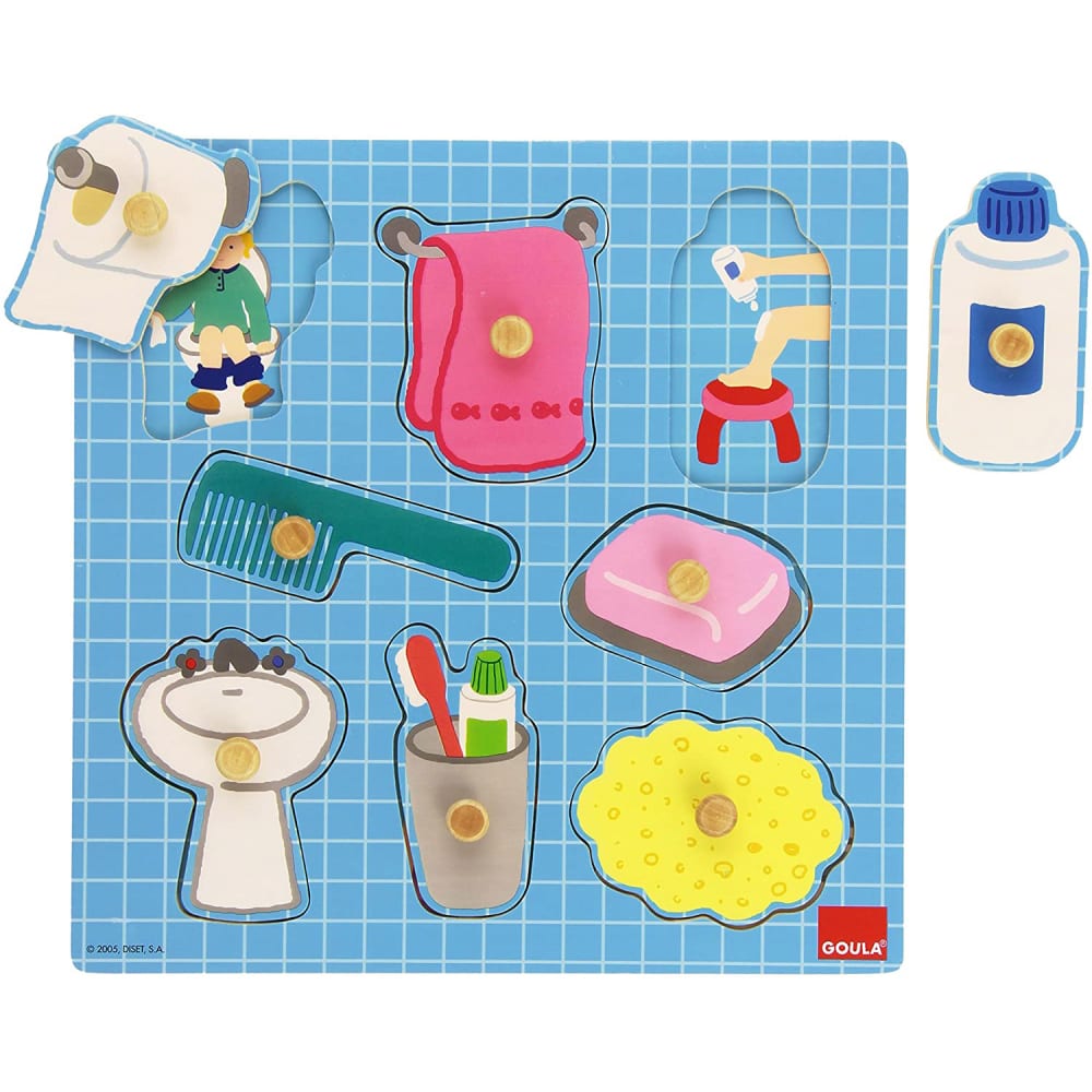 Goula Puzzle "Badezimmer" BLAU HOLZ Kinder