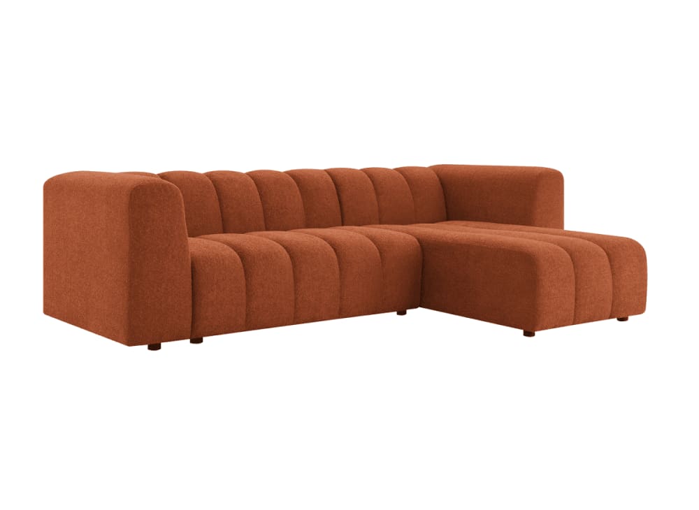 Canapé d'angle réversible en tissu bouclette terracotta