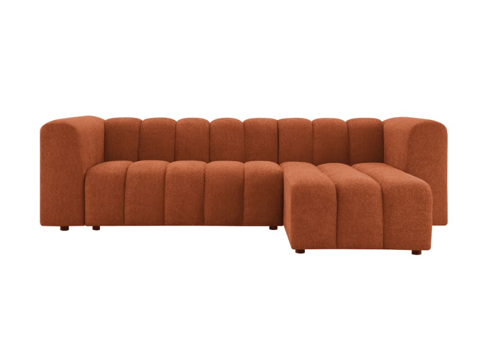 Canapé d'angle réversible en tissu bouclette terracotta