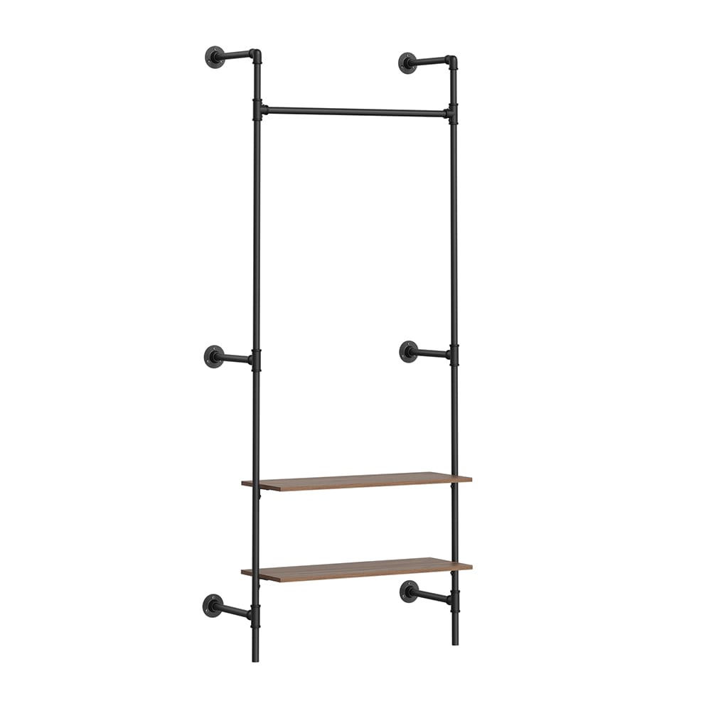 SoBuy Wandgarderobe Industrie schwarz/braun 92×48×220 cm style industrial - Metall