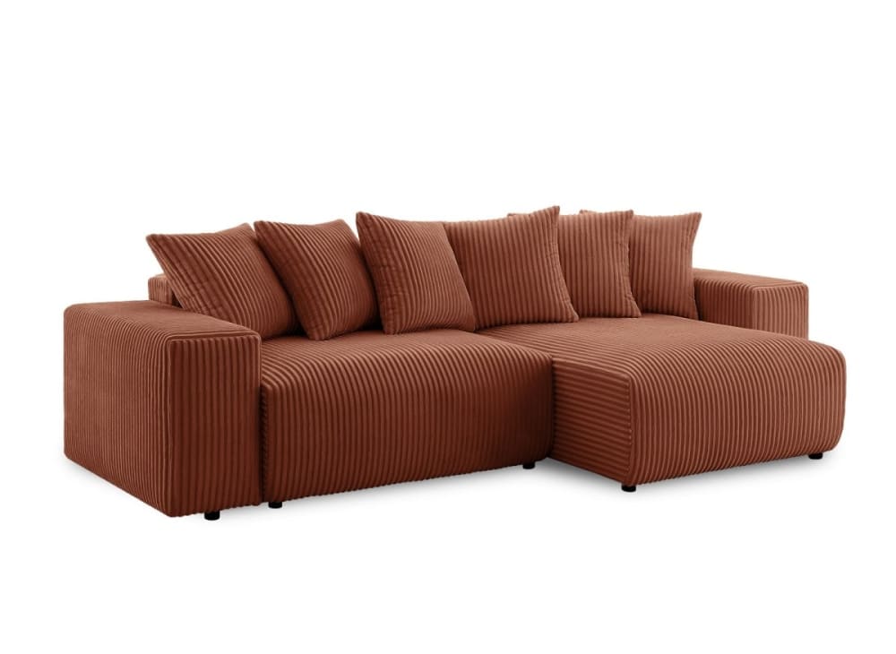 Canapé d'angle réversible convertible coffre velours épais terracotta