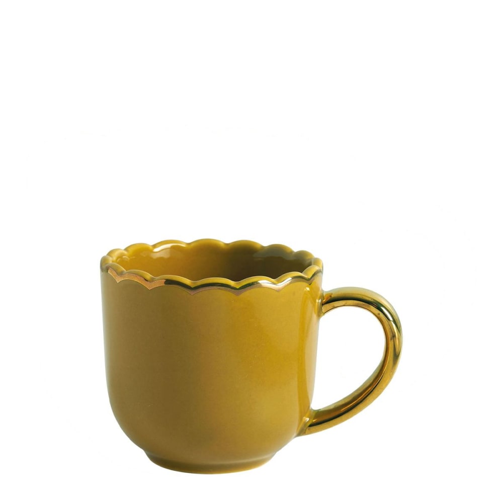 Tasse à café porcelaine moutarde