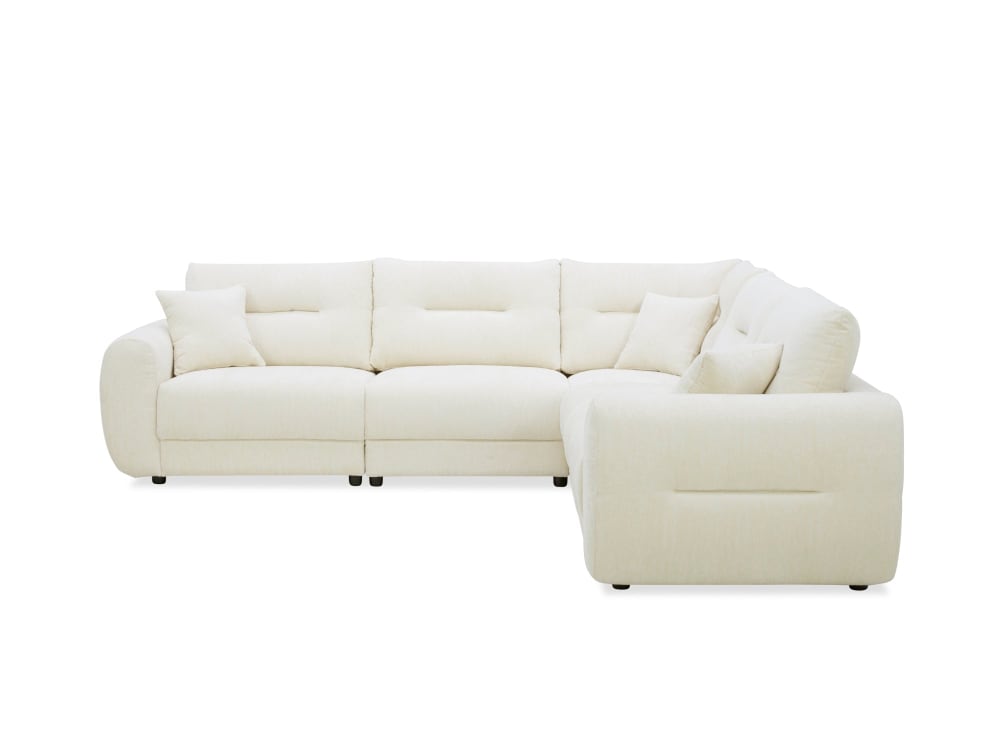 Canapé d'angle réversible en velours chiné beige Canapé d'angle réversible en velours chiné beige
