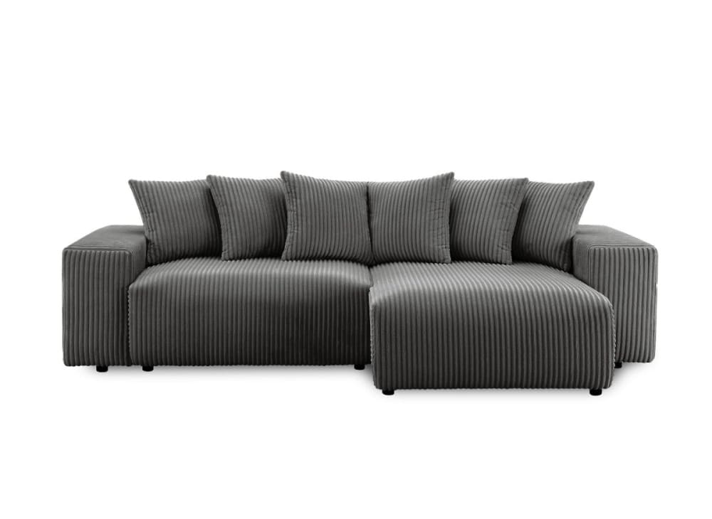 Canapé d'angle réversible convertible coffre velours côtelé épais gris
