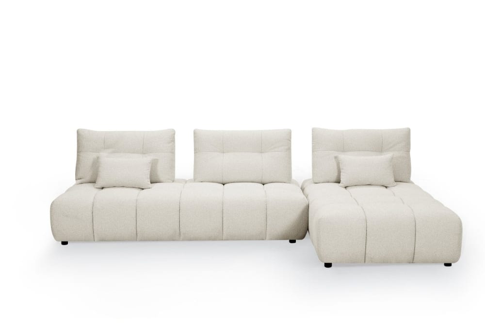 Canapé d'angle réversible en velours texturé beige