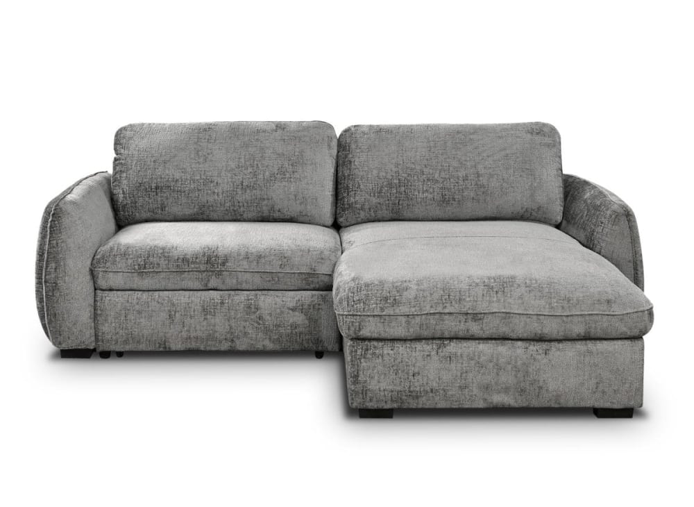 Canapé d'angle convertible et réversible coffre en velours chiné gris