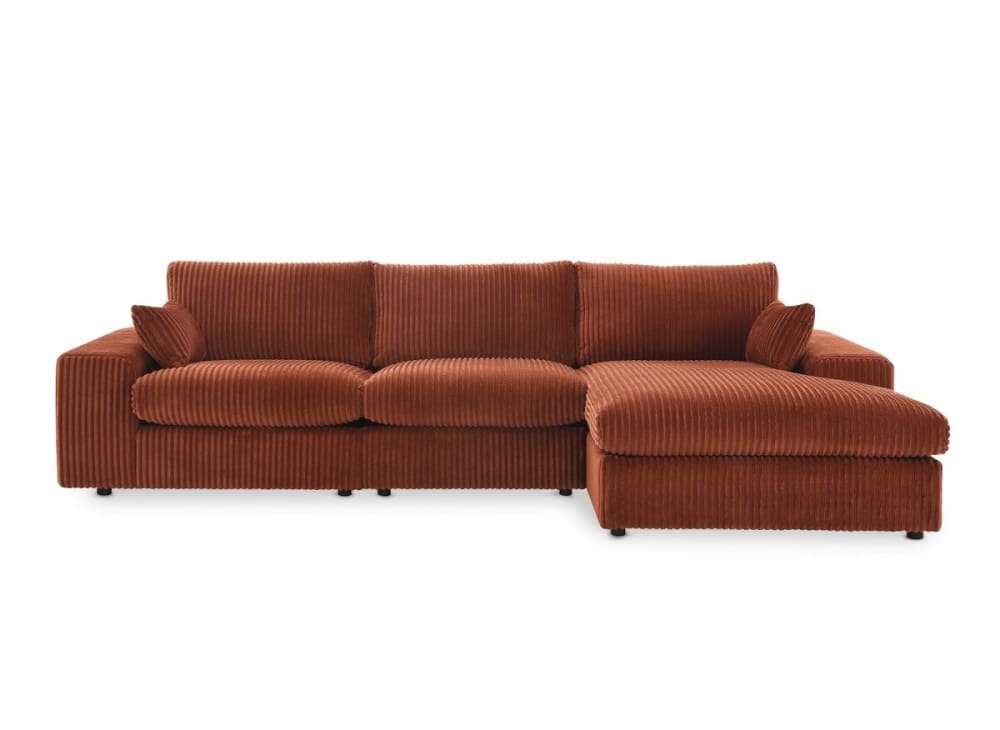 Canapé d'angle réversible en gros côtelé doux terracotta