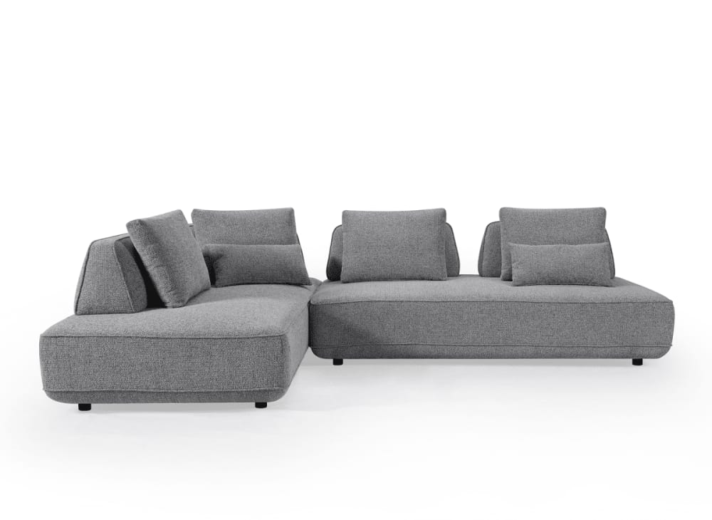 Canapé d'angle réversible en tissu bouclette gris
