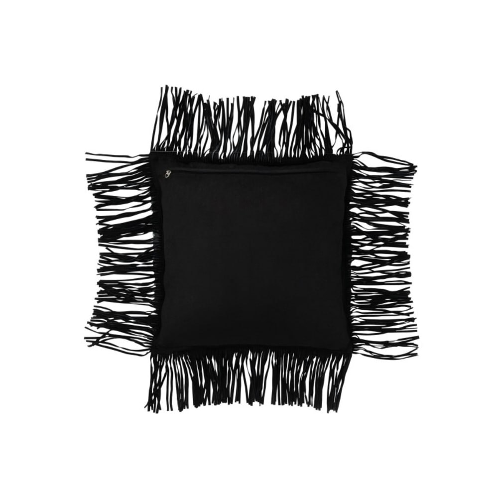 Coussin à franges en - cuir