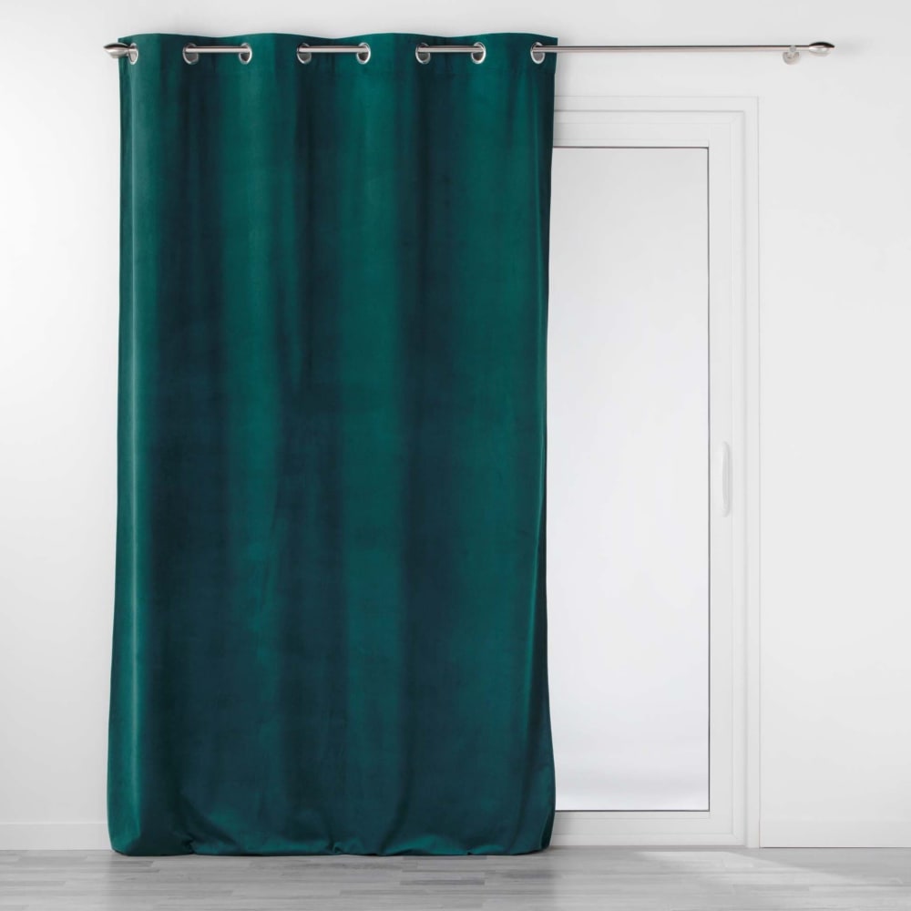 Douceur d'Intérieur Vorhang aus geprägtem Samt style modern Grün Samt