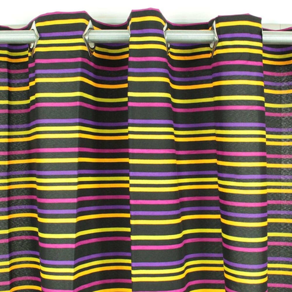 Rideau à rayures multicolores noir 150x250 — vue 3