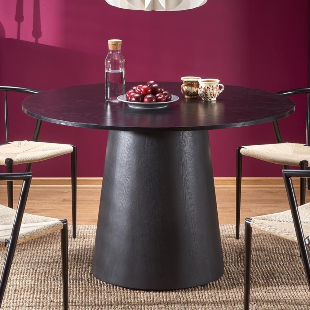 Schwarzer runder Designer-Esstisch 120 cm - Maisons Du Monde