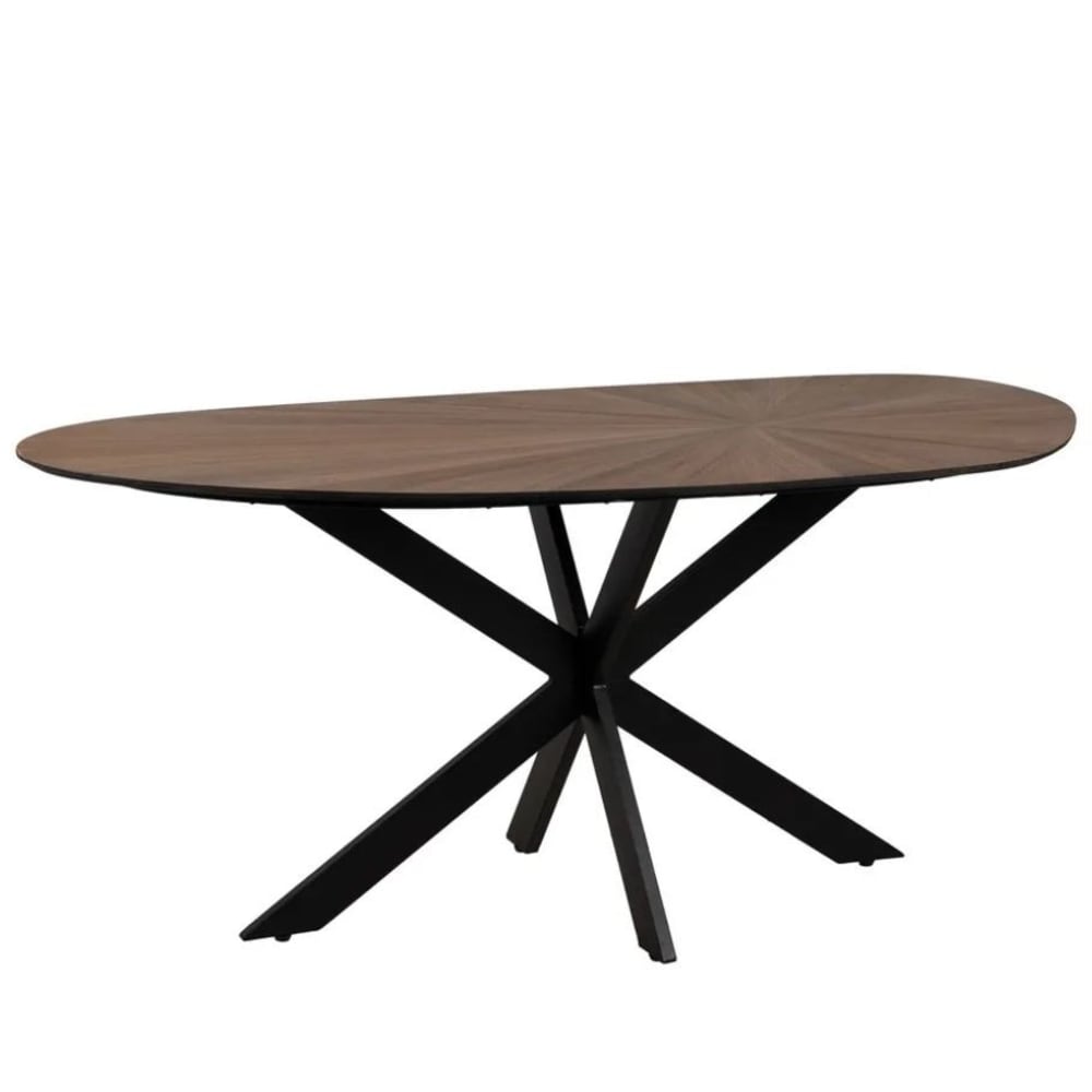 Table à manger  MDF naturel et acier noir 178cm