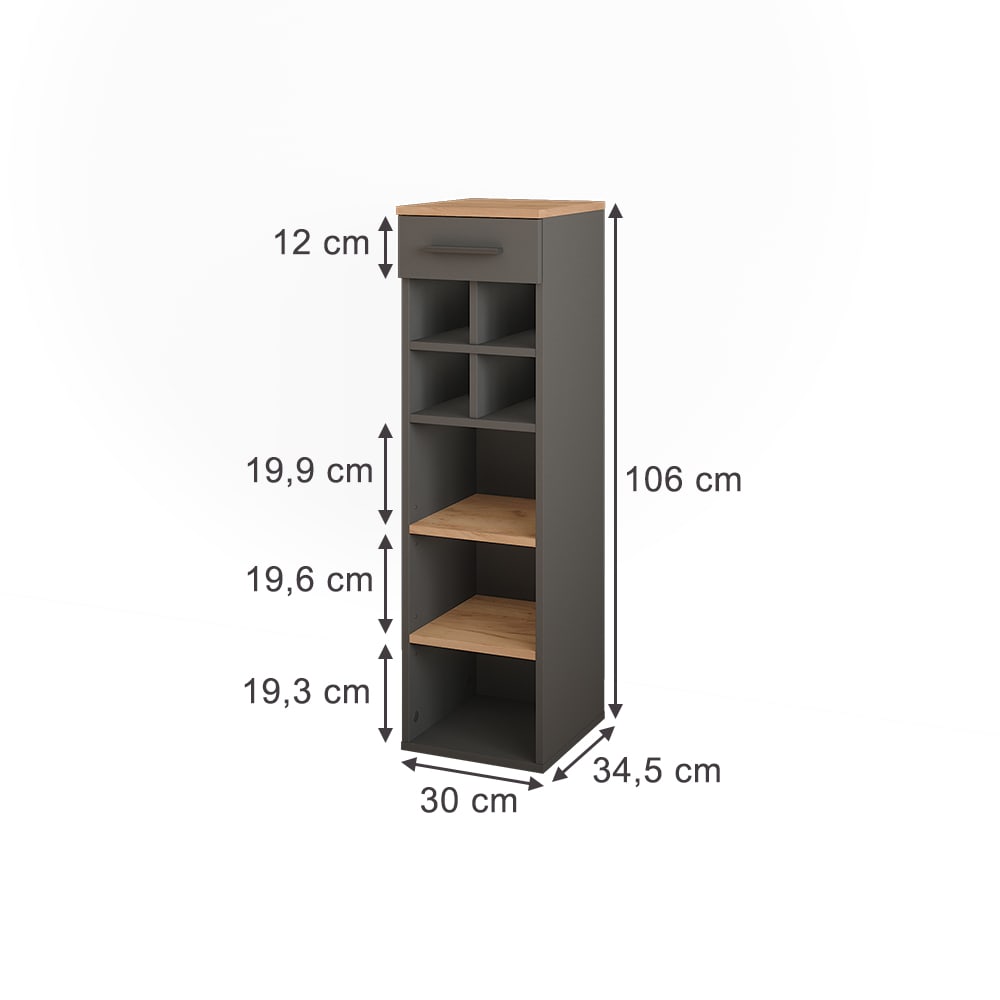 Weinregal Goldkraft Eiche/Anthrazit 30x106cm - Maisons Du Monde