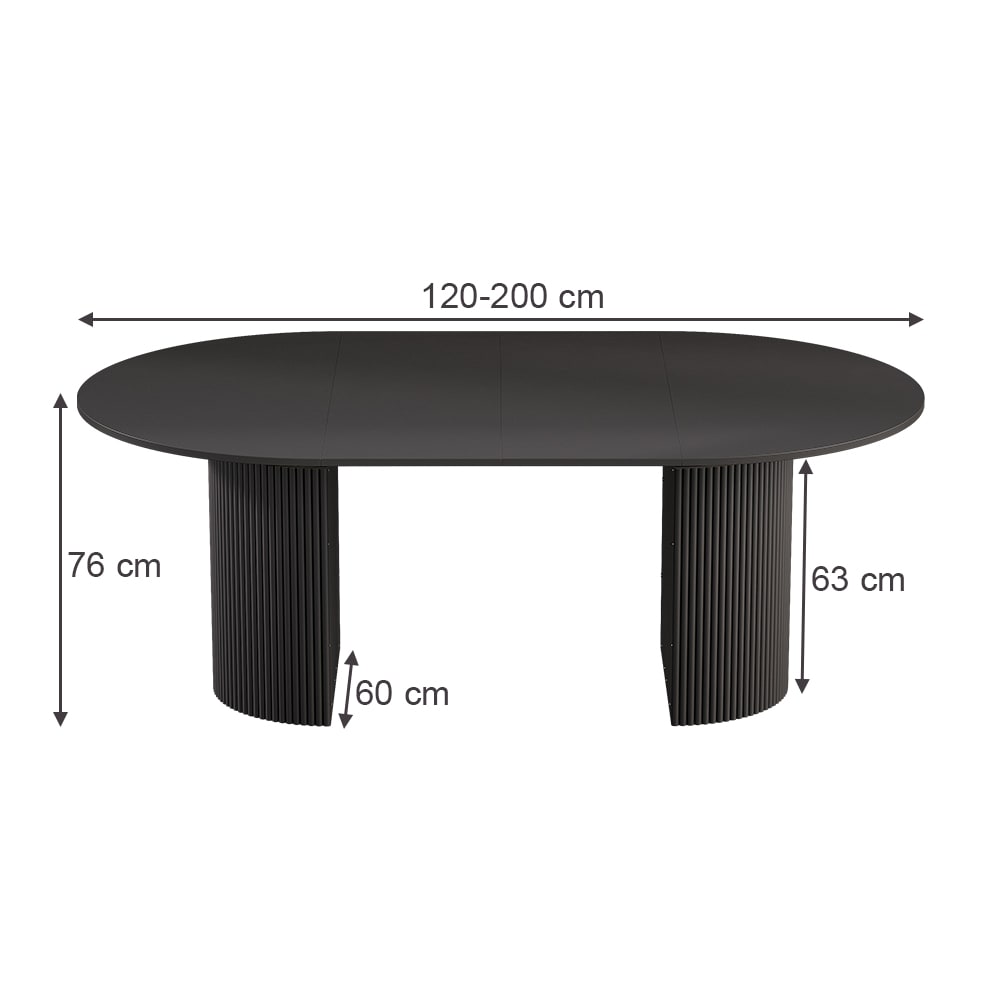 Table de salle à manger extensible noir 120x76cm