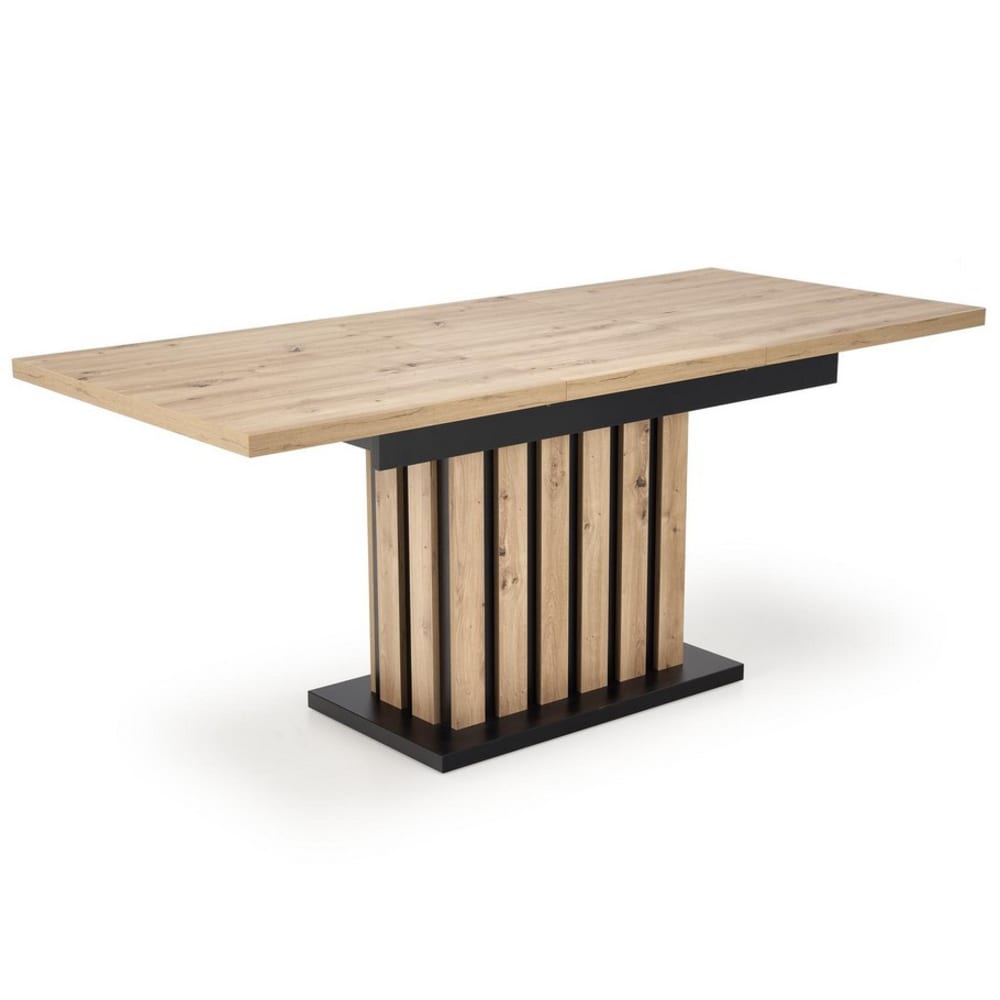 MSO Ausziehbarer Esstisch aus Eiche und Schwarz, 130 cm style modern Braun Holz