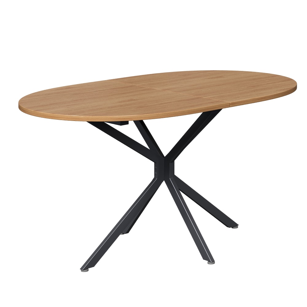 Urban Meuble Ovaler Esstisch aus Naturholz und Metall, Beige Braun Spanplatte