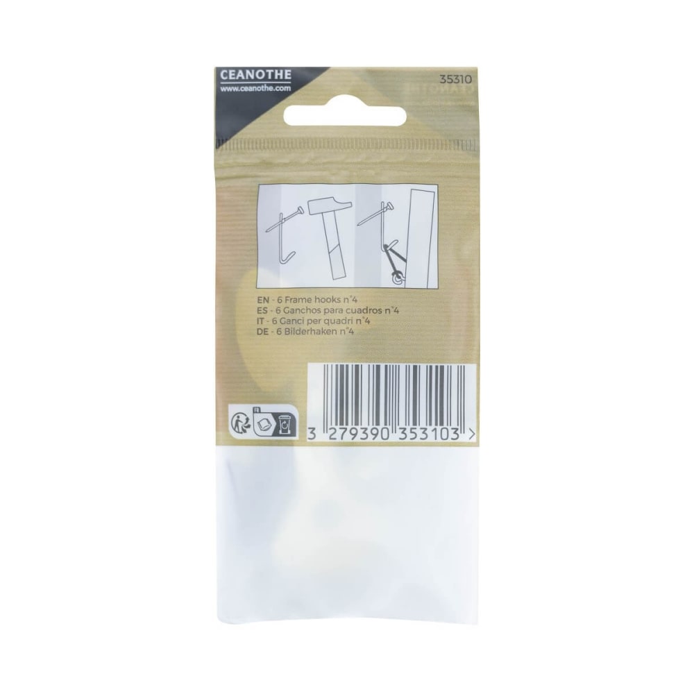 Lot de 6 crochets à tableau n°4 pour 20 kg métal — vue 4