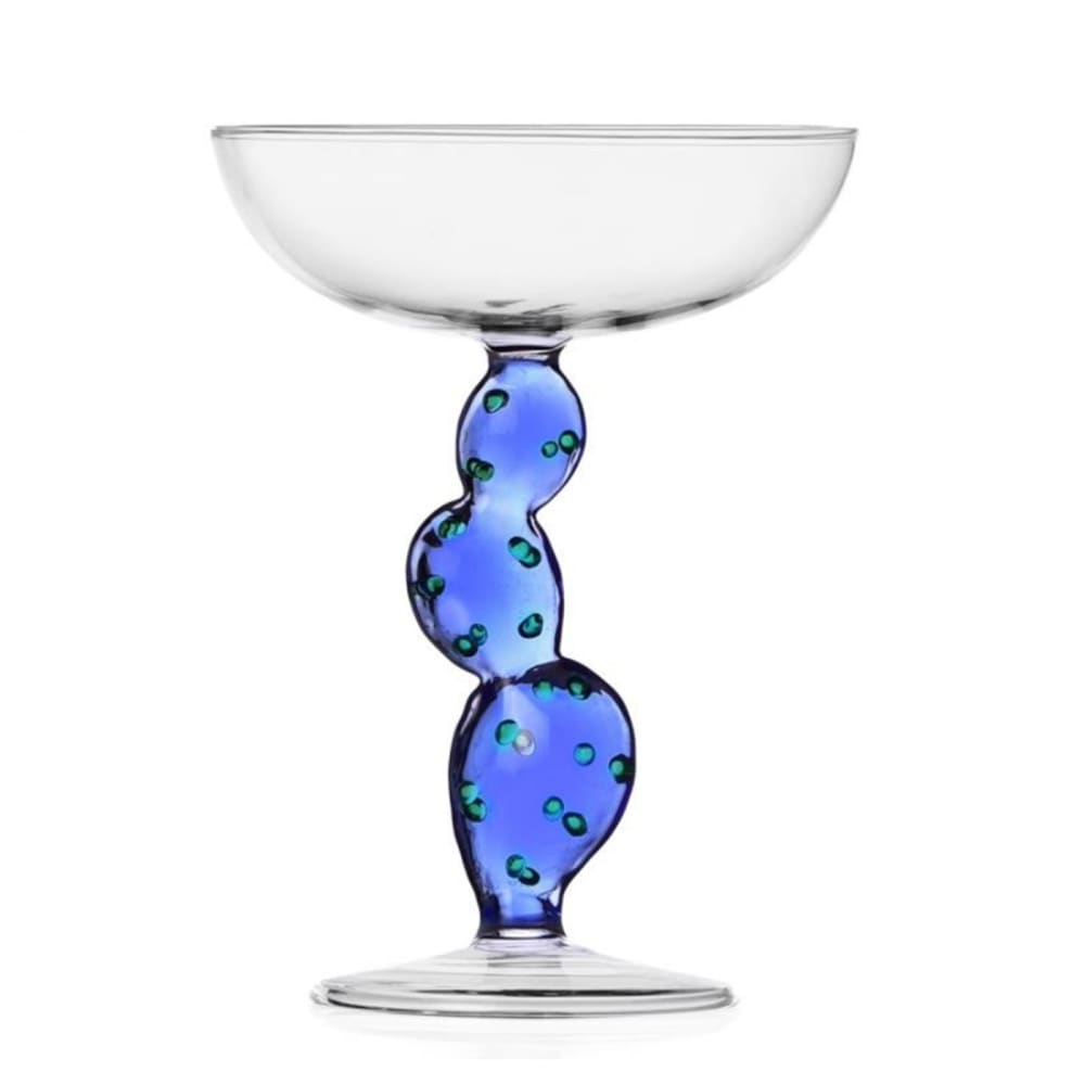Verre à champagne cactus bleu