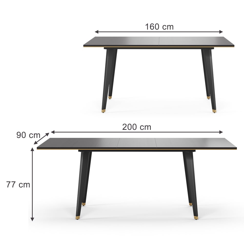 Esstisch Ausziehbar Schwarz 160x77cm - Maisons Du Monde