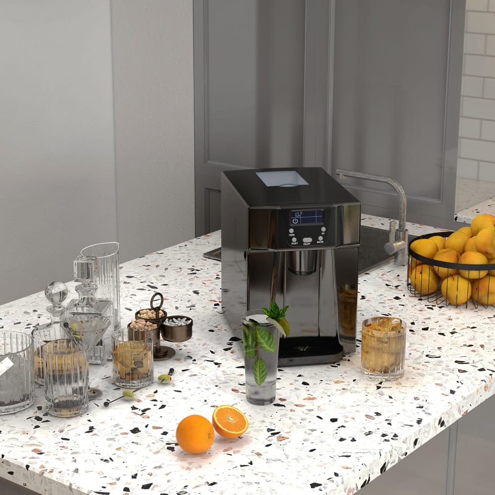 Machine à glaçons avec distributeur d'eau plastique noir