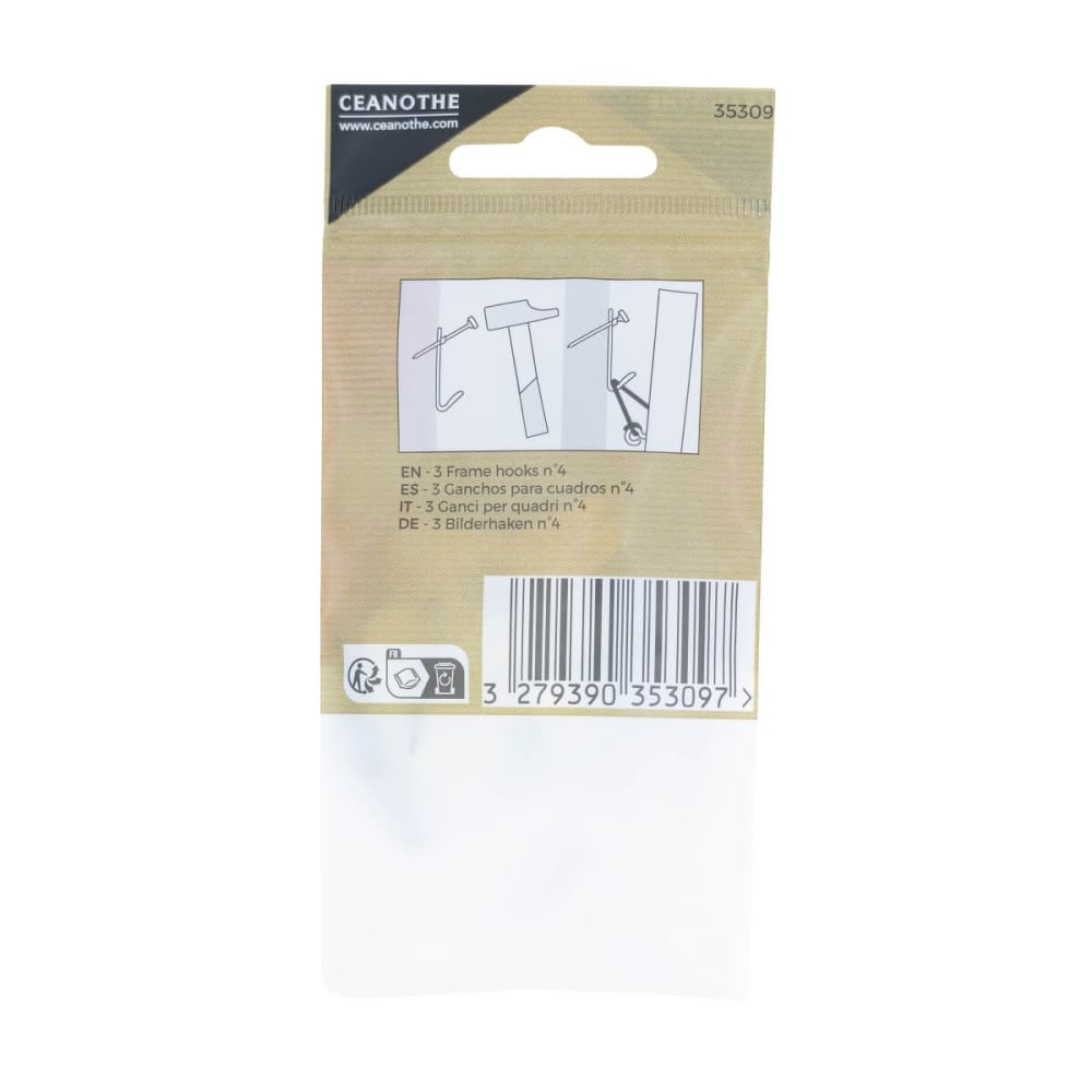 Lot de 3 crochets à tableau n°4 pour 20 kg métal — vue 4