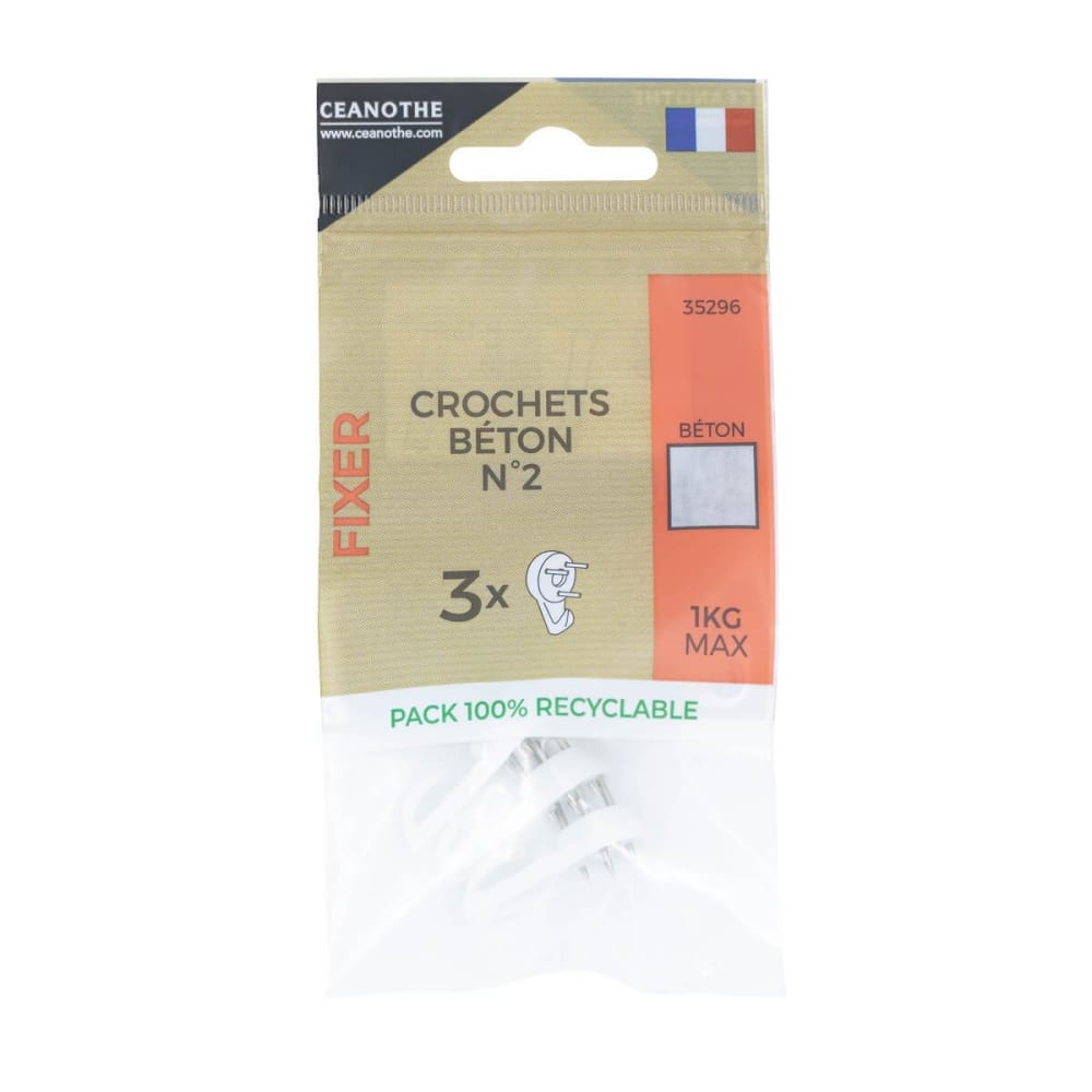 Lot de 3 crochets béton n°2 pour 1 kg résine plastique — vue 3