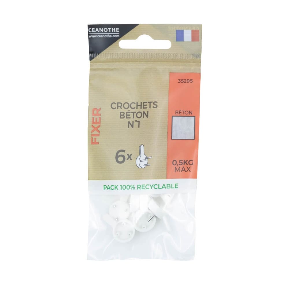 Lot de 6 crochets béton n°1 pour 0,5 kg résine plastique — vue 3