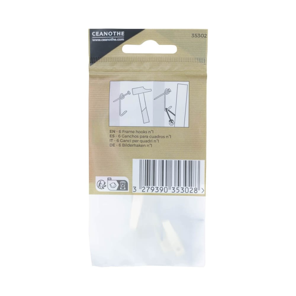 Lot de 6 crochets à tableau n°1 pour 5 kg métal — vue 4