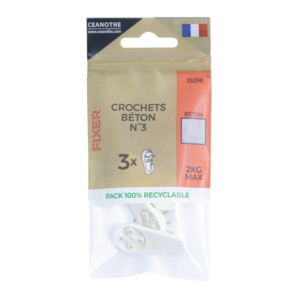 Lot de 3 crochets béton n°3 pour 15 kg résine plastique — vue 3