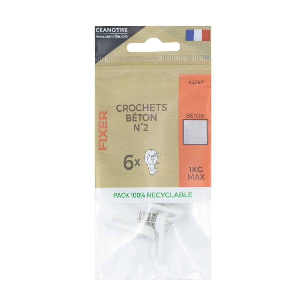 Lot de 6 crochets béton n°2 pour 1 kg résine plastique — vue 3
