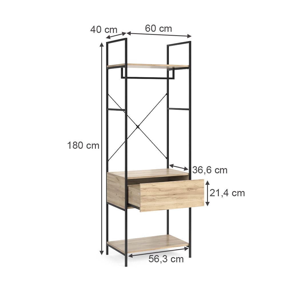 Kleiderschrank mit Schublade Holz 60x180cm - Maisons Du Monde