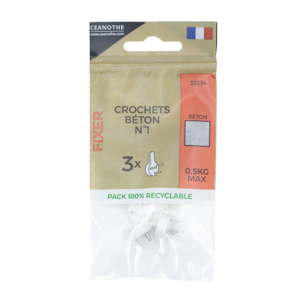 Lot de 3 crochets béton n°1 pour 0,5 kg résine plastique — vue 3