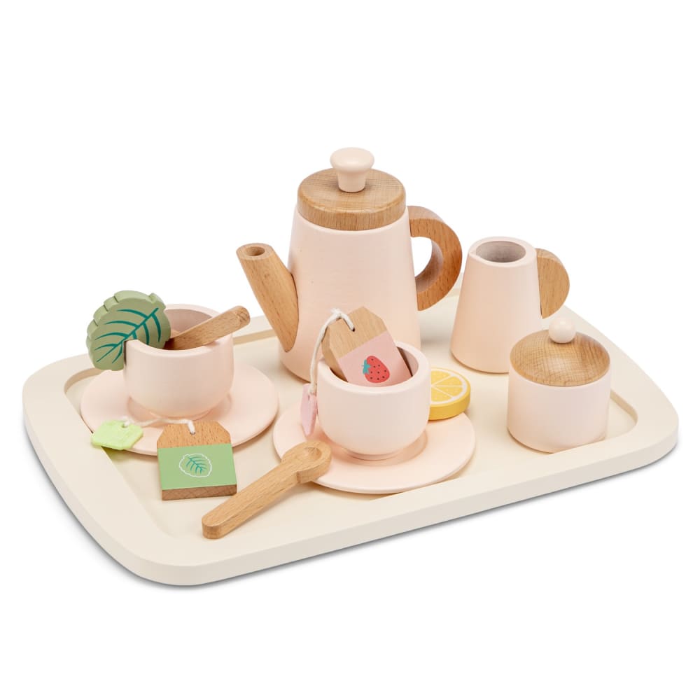 New Classic Toys Teeservice mit Serviertablett WEISS HOLZ Kinder