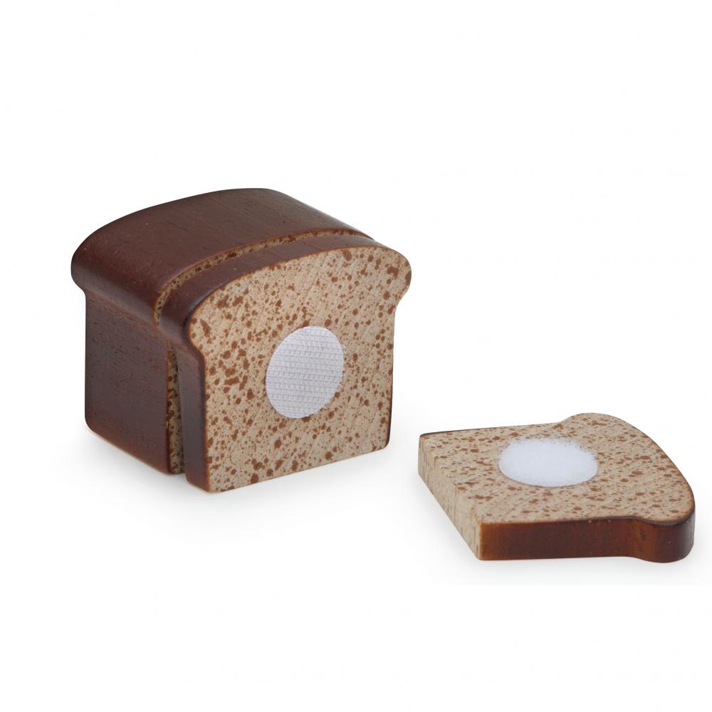 ERZI Aufgepasst und konzentriert - ofenfrisches Brot mit Klett zum Schneiden und Belegen. Brot aus Holz zum Schneiden von Erzi. Braun
