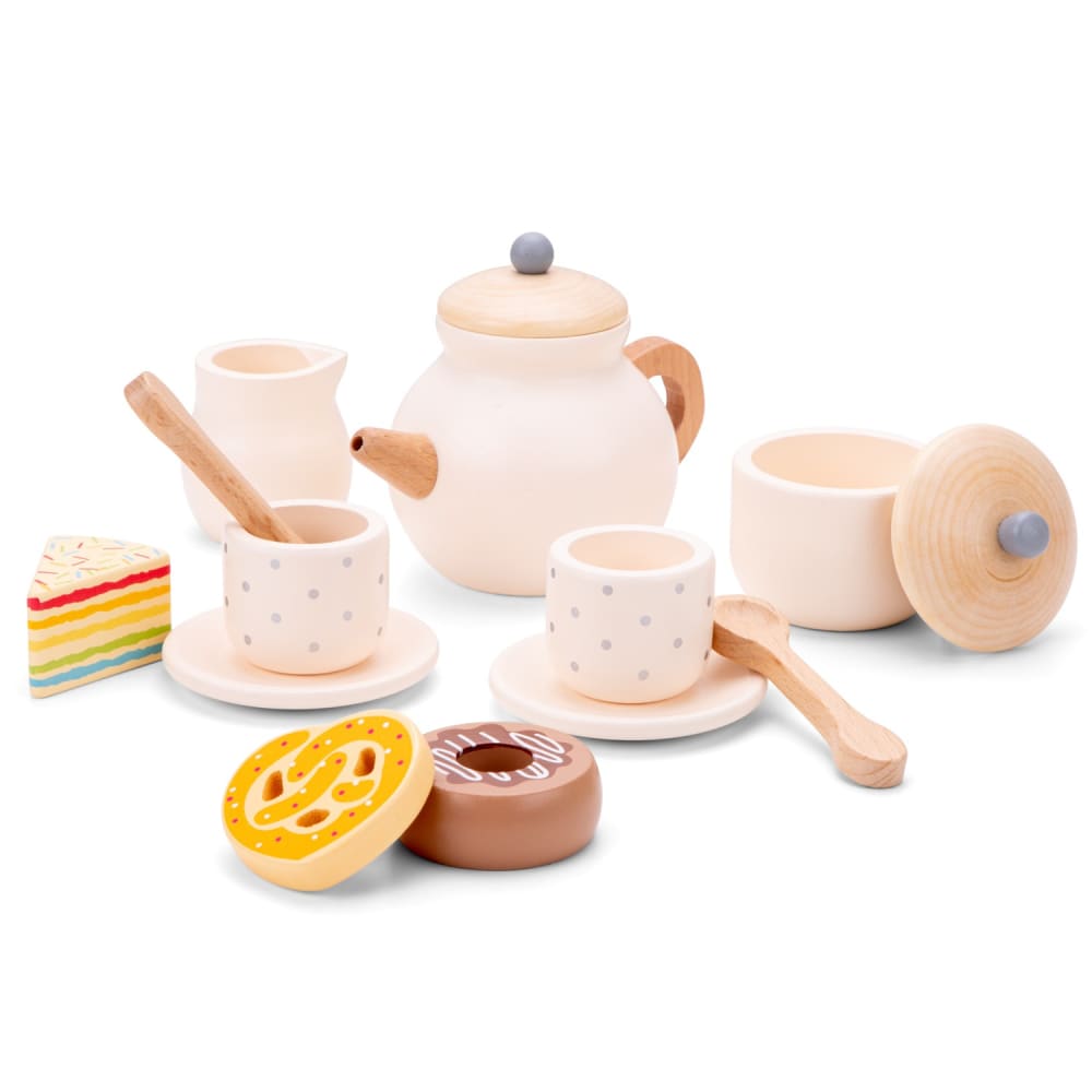 New Classic Toys Teeservice aus Holz WEISS HOLZ Kinder
