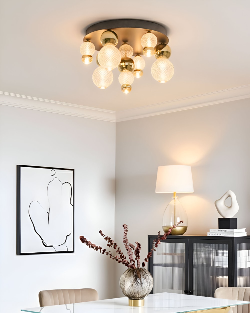 Plafonnier à led verre doré — vue 3