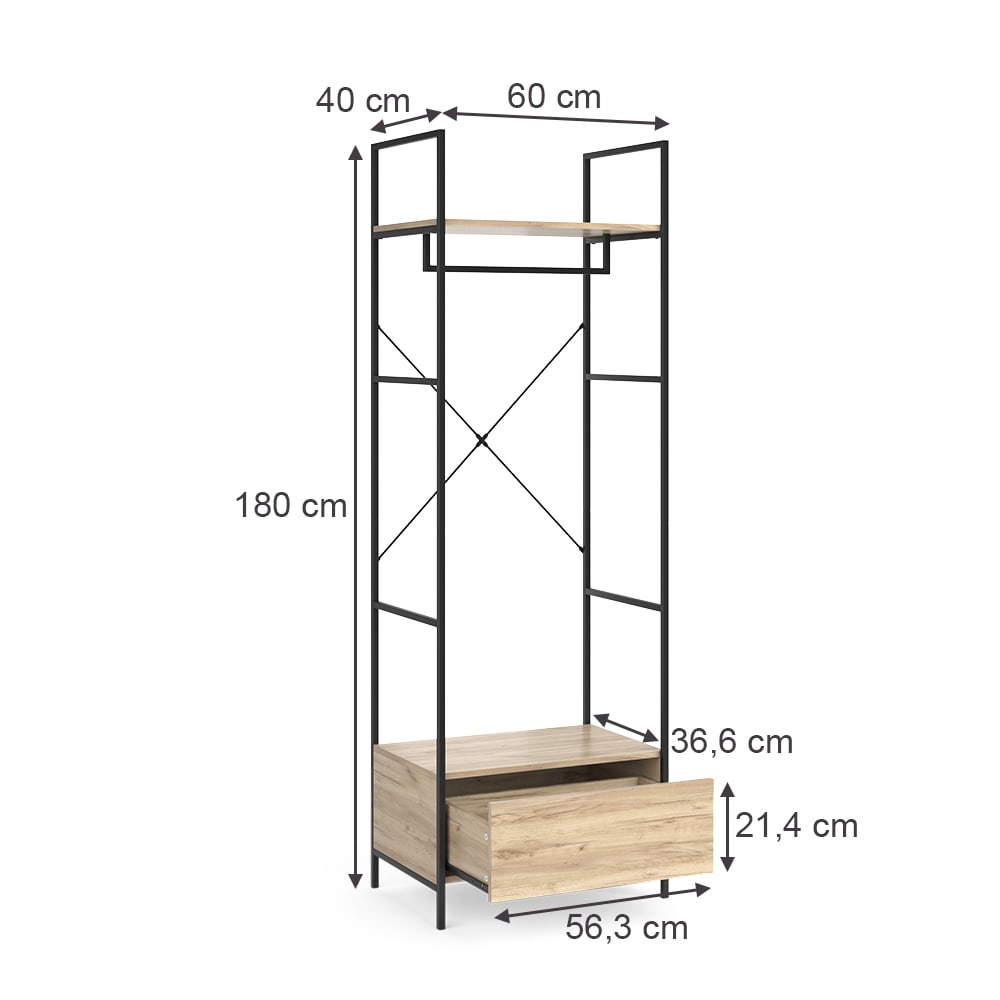 Kleiderschrank mit Schublade Holz 60x180cm - Maisons Du Monde