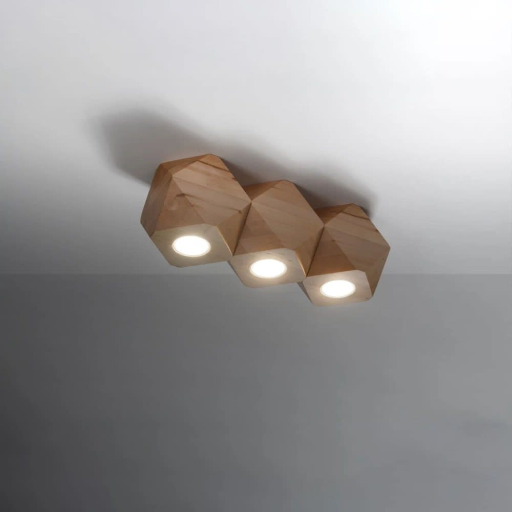 Plafonnier en bois naturel à 3 lumières — vue 4