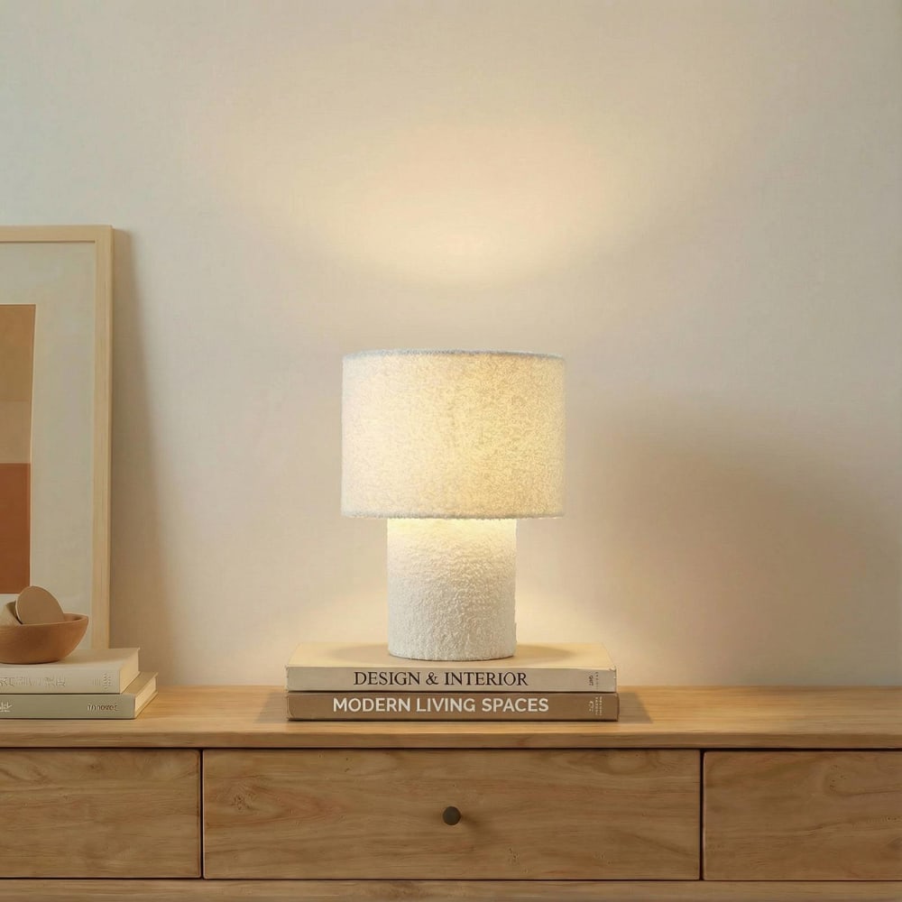 Lampe à poser en textile blanc — vue 3
