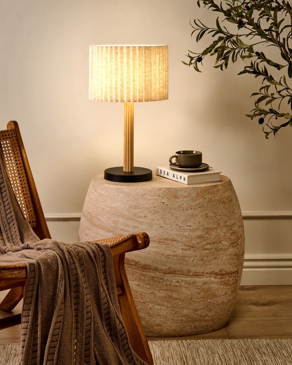 Lampe à poser lin beige clair — vue 3