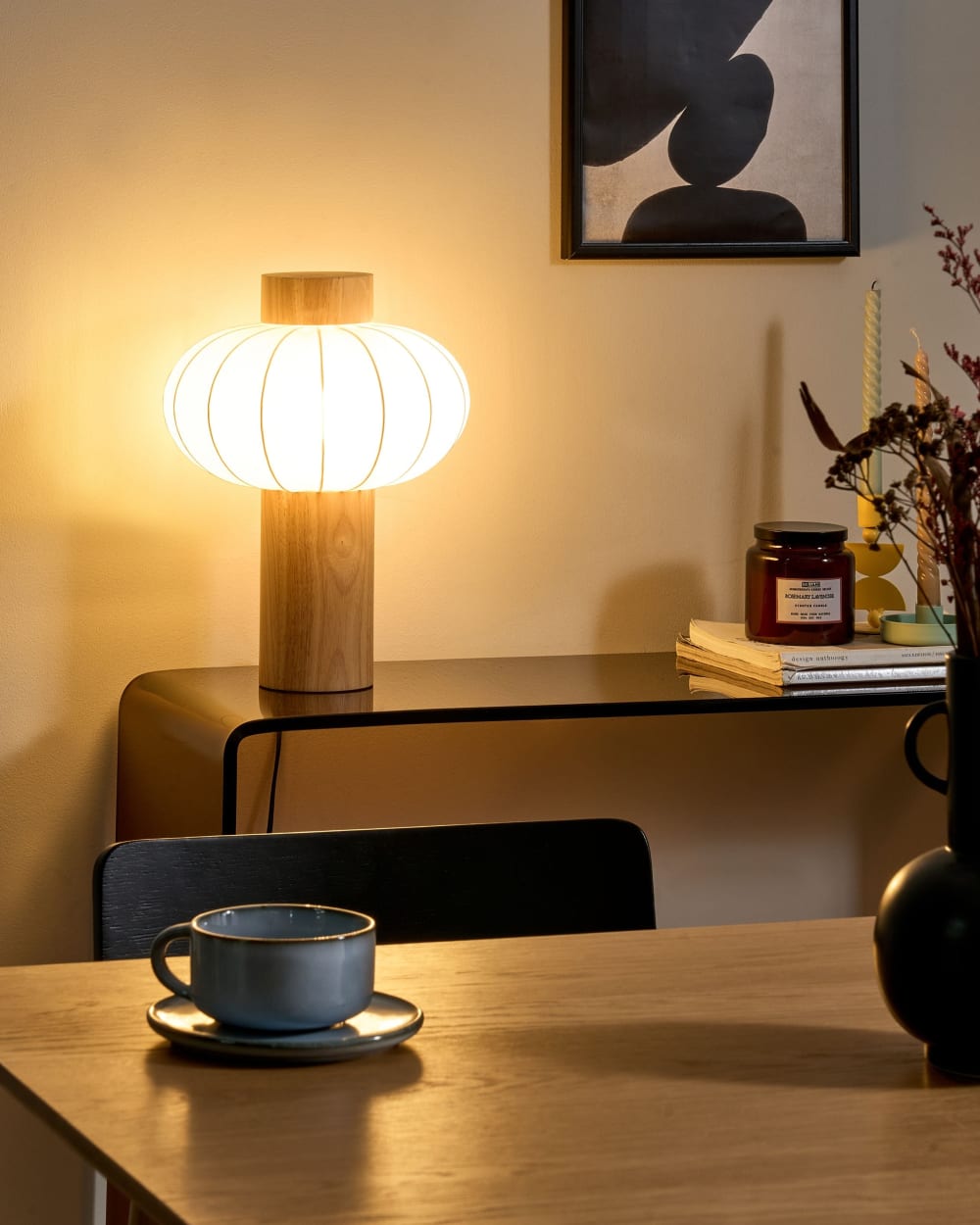 Lampe à poser bois marron clair — vue 3