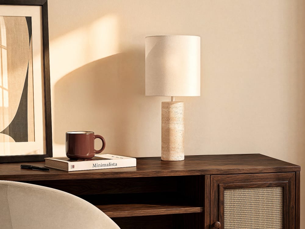 Lampe à poser travertin naturel clair — vue 3