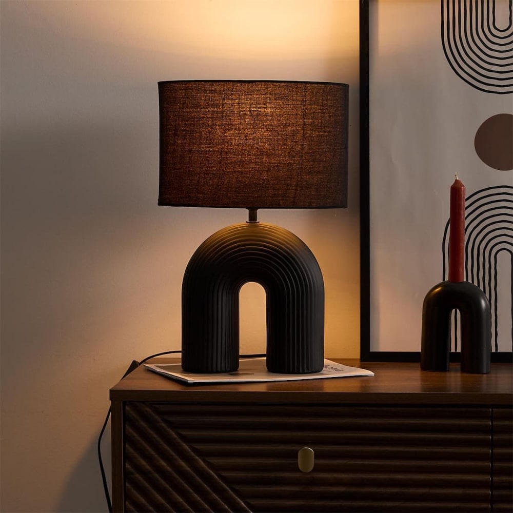Lampe à poser archi céramique noir (h42cm) — vue 3