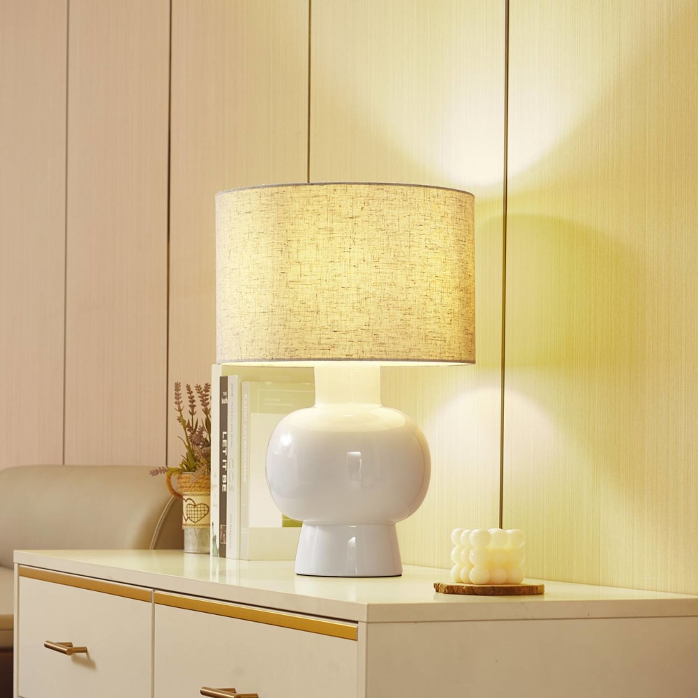 Lampe à poser en textile blanc — vue 3